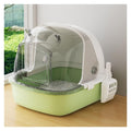 Pet Supplies, Large Cat Litter Box w/Door Flap & Scoop, Semi-Enclosed Tray for All Cats(Green)