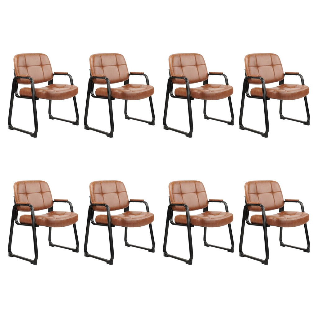 Clatina Big & Tall 500 Lbs Waiting Room Chairs with Padded Armrests and Sled Base, Leather Stationary No Wheels Office Guest Chair for