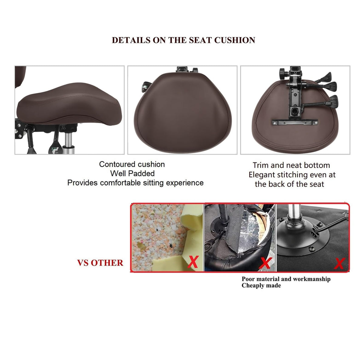 Kaleurrier Adjustable Stools Drafting Chair: with Back Rest & Foot Rest, 25.2D x 25.2W x 33.2H in, Brown