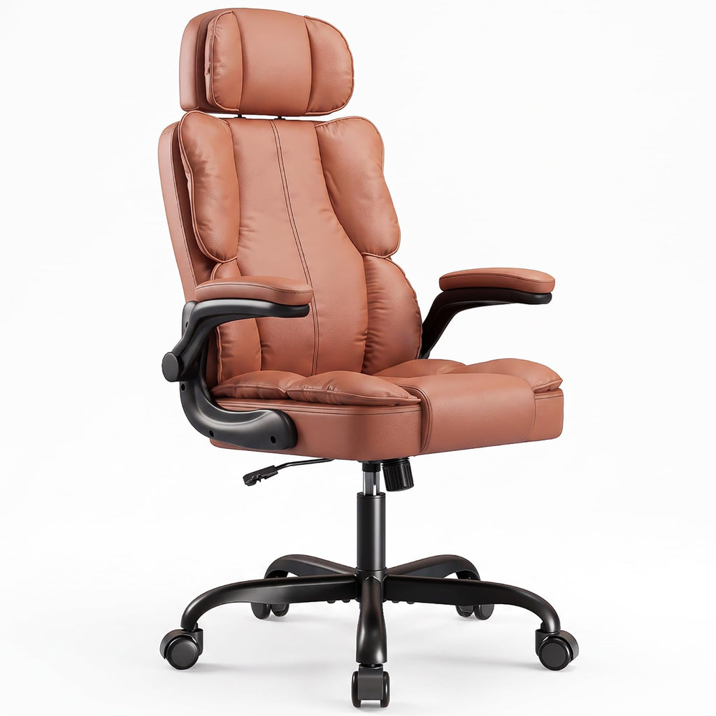 Kensaker Managerial Executive Chair with Adjustable Headrest, 20.4 inches x 17.7 inches x 47.6 inches, Brown