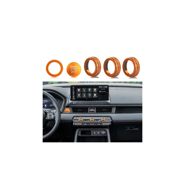 for Honda 2026 Passport/2026 Pilot Interior Accessories, Aluminum Alloy one-Button Start Cover/Ring, air Conditioning knob, 5-piece Set (Orange)