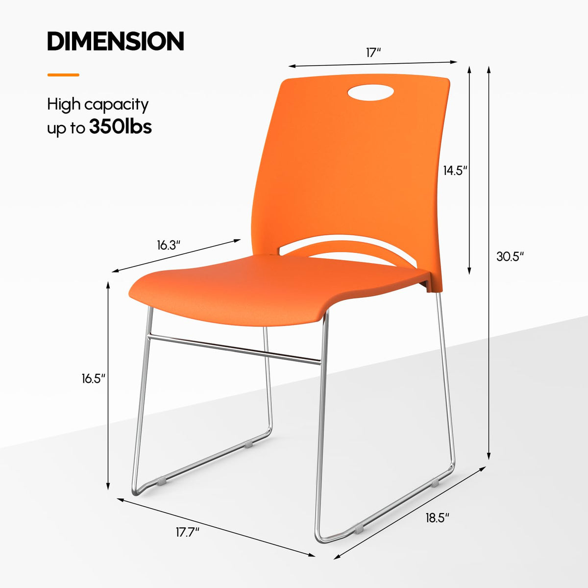 Vingli Stacking Chairs Set of 20 Stackable Office Chairs with Metal Sled Base, Ergonomic Plastic Seat, Stacking Chairs for Waiting Room Break