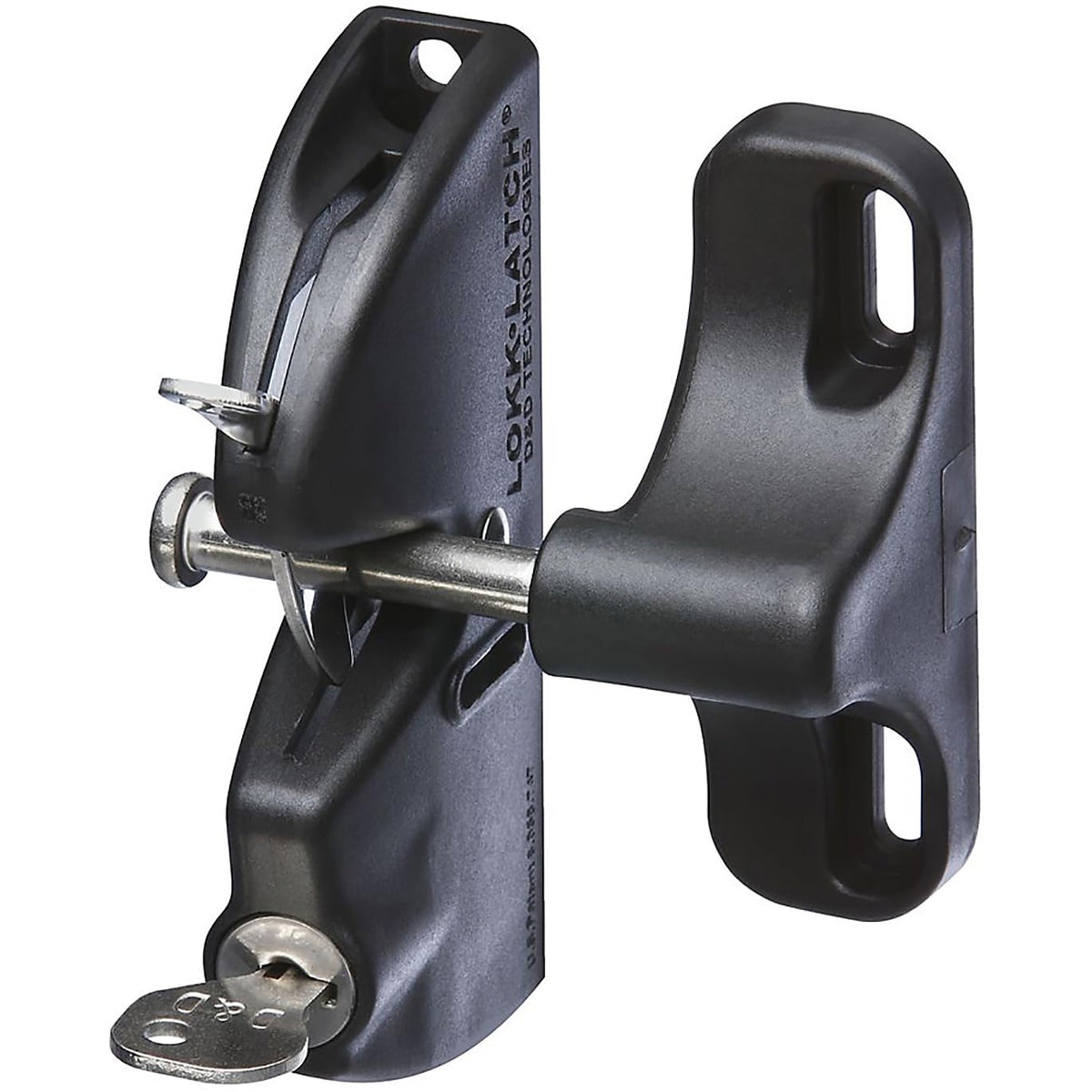 National Hardware LokkLatch N346-201 Keyed Gate Latch with Adjustable Design for Wood Metal Vinyl Gates, Black Weather-Resistant Polymer Construction, 4-9/16 in Gap Range, Pool Fence Hardware
