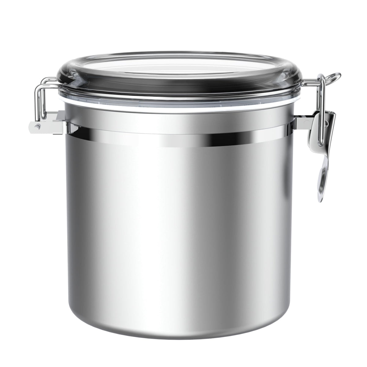 ENLOY 165oz Stainless Steel Airtight Canister for Kitchen, Large Flour Coffee Bean Tea Cereal Sugar Cookie Metal Food Storage Canisters with Clear Lid and Sturdy Locking Clamp (7.7 * 7.7 * 8.4in)