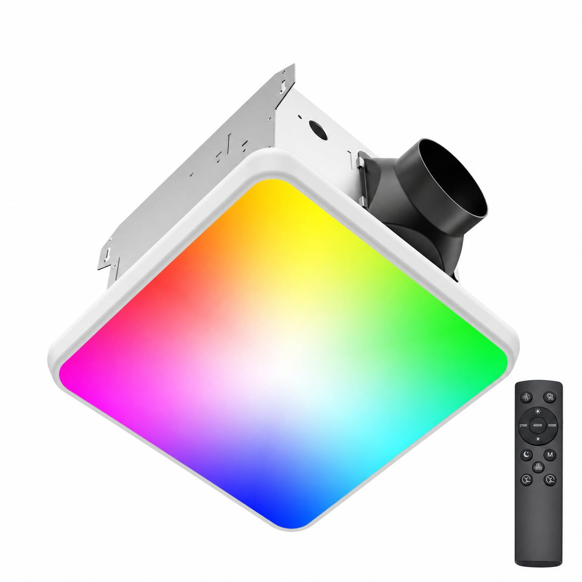 Fitop Bathroom Exhaust Fan with Light, Quiet 100 CFM Bathroom Vent Fan with 7 RGB Mood Lighting & Remote Control, 1.0 Sones, 1300LM LED Light, 3CCT, Night Light, No Attic Access Install -8.5 lnch