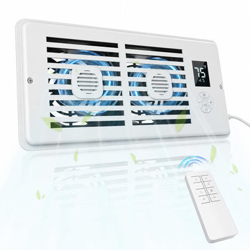 AC Vent Booster Fan 4" x 10" Register, Quiet 10-Speed Air Booster with Thermostat Control, Remote & LCD Display, Aroma Pad Slot, Improves Airflow for Small Rooms