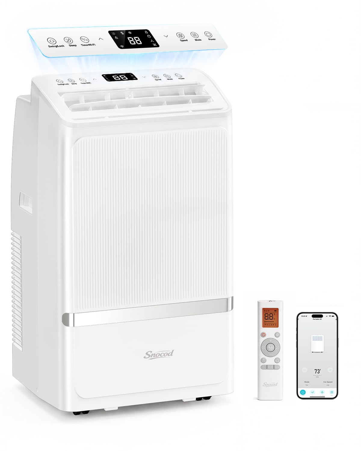 16,000 BTU Portable Air Conditioners for Rooms up to 800 Sq Ft, Drainage-Free Cooling AC Unit with Smart App & Remote, Quiet Portable AC Unit with Dehumidifier & Fan, Sleep Mode for Home Office