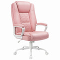 Lemberi Home Office Executive Desk Chair, High Back Pu Leather Chair, Height Adjustable Swivel Computer Chair with Padded Armrest, Pink
