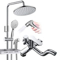 Shower Faucets,Bathtub Faucet Bathroom Shower Faucet Bath Mixer Wall Mounted Rainfall Shower Set Mixer Tap,Chrome