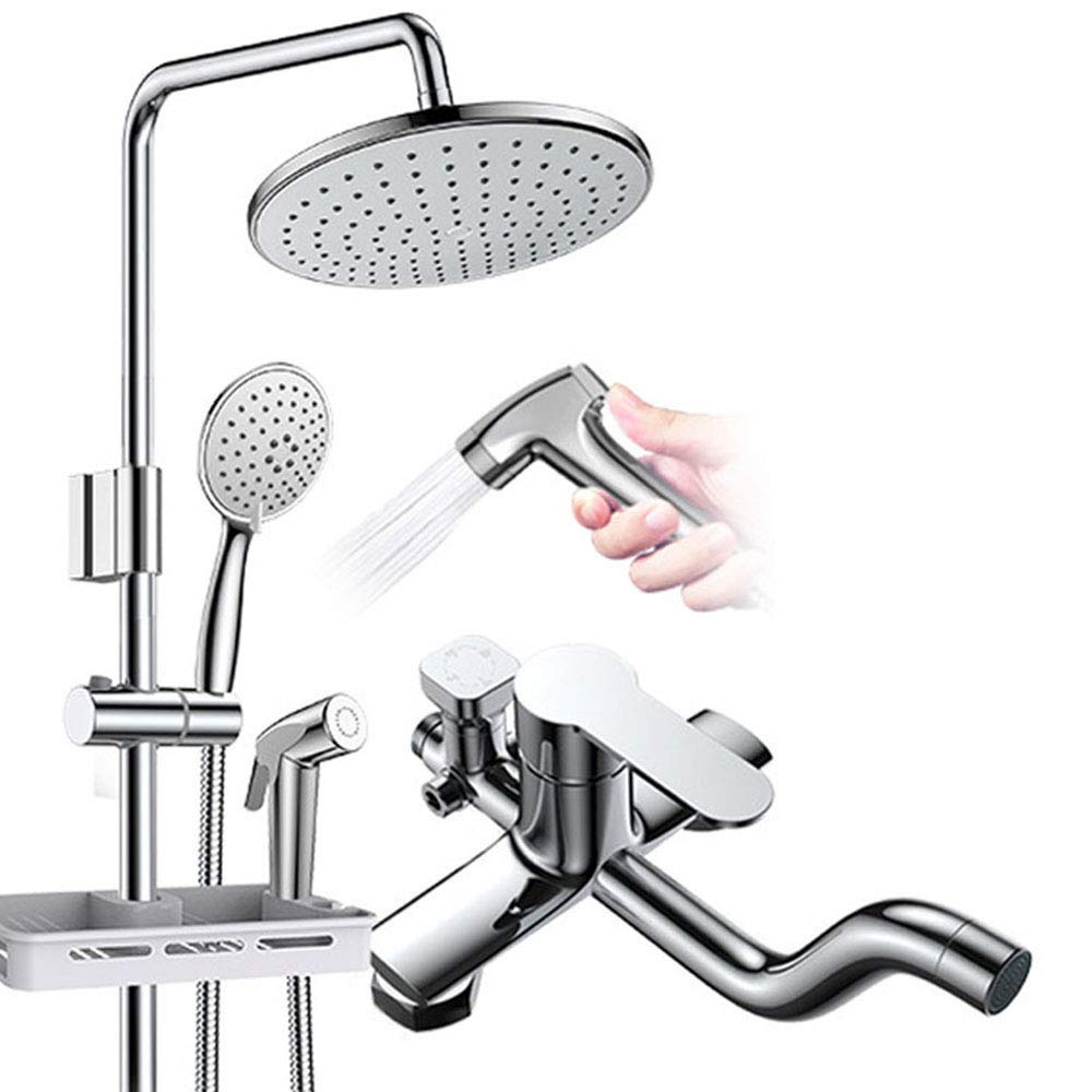 Shower Faucets,Bathtub Faucet Bathroom Shower Faucet Bath Mixer Wall Mounted Rainfall Shower Set Mixer Tap,Chrome