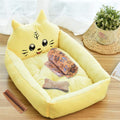 Multi-Size Yellow Pet Supplies Velvet Kennel Cartoon Pet Nest Four Seasons Winter Warm Pet Mat Cat Litter Gift (S)
