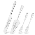 Personalized 4 Piece Cake Cutting Set for Wedding - Custom Cake Knife and Server Set with Forks, Cake Cutter Set Ideal for Wedding Anniversary Bridal Gifts (Silver)