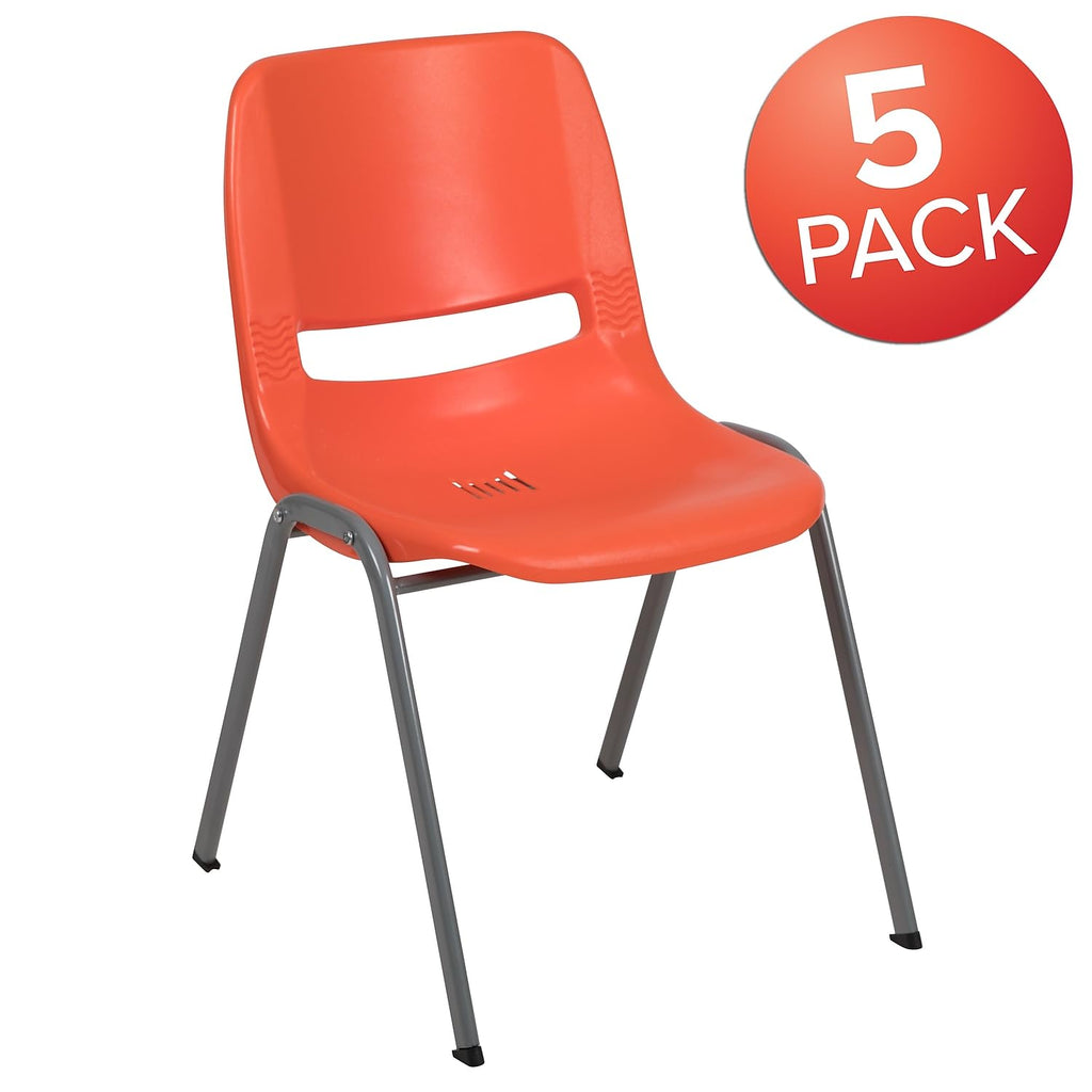 Flash Furniture Hercules Ergonomic Stack Chair, Orange, 5-pack, Set of 5