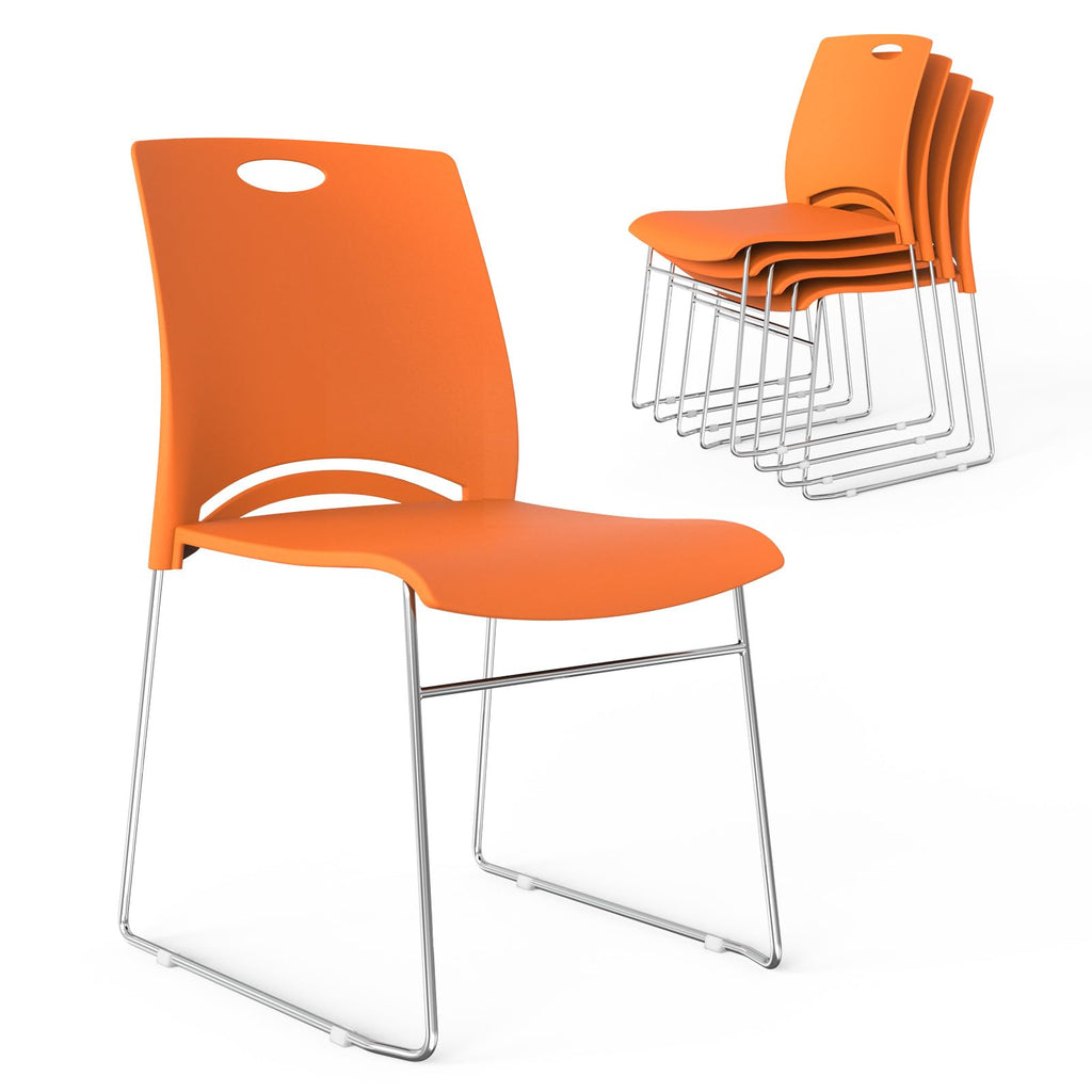 Vingli Stacking Chairs Set of 5 Stackable Office Chairs with Metal Sled Base, Ergonomic Plastic Seat, Stacking Chairs for Waiting Room Break