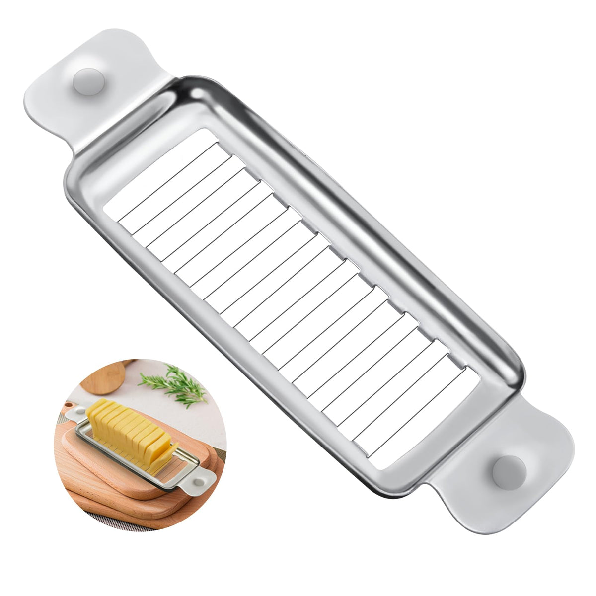 ENLOY Stainless Steel Butter & Cheese Slicer - Multipurpose Food Cutter With Ergonomic Handle for Block Cheese - 1/4 Inch Slices on Average - Dishwasher Safe
