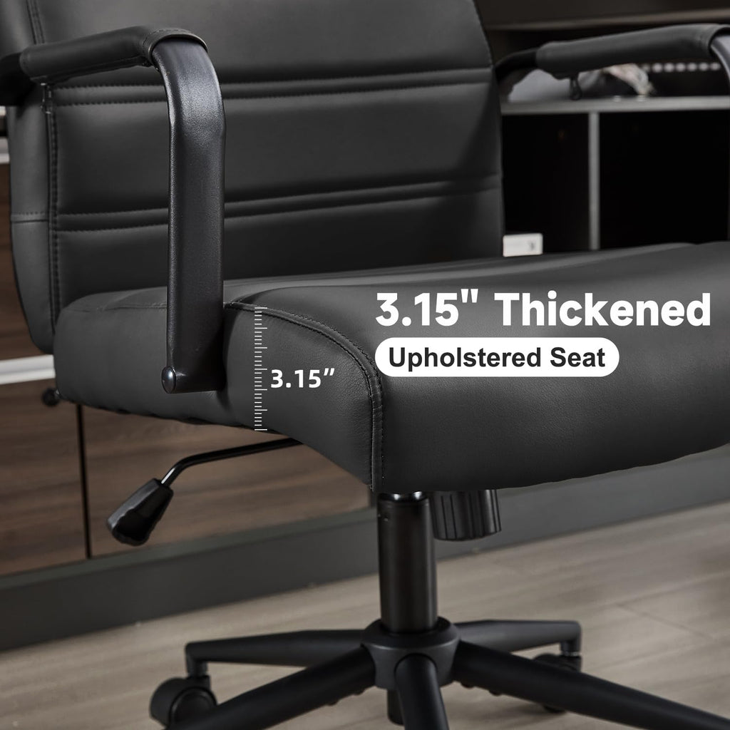 Office Desk Chair Leather, Conference Room Chairs with Wheels, Modern Executive Office Chairs Adjustable Height, Ergonomic Swivel Rolling