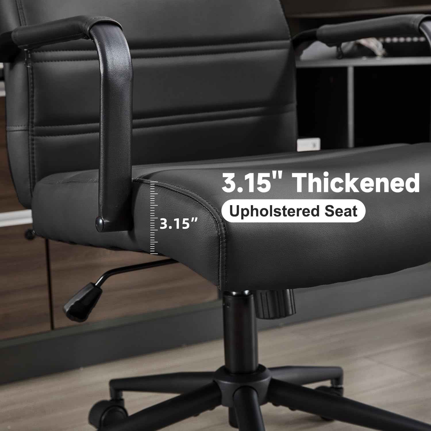 Office Desk Chair Leather, Conference Room Chairs with Wheels, Modern Executive Office Chairs Adjustable Height, Ergonomic Swivel Rolling