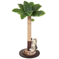 35" Sisal Rope Cat Scratching Post, Palm Leaf Cat Tree with Hanging Ball & Mouse Toy for Kittens & Adult Indoor Cats