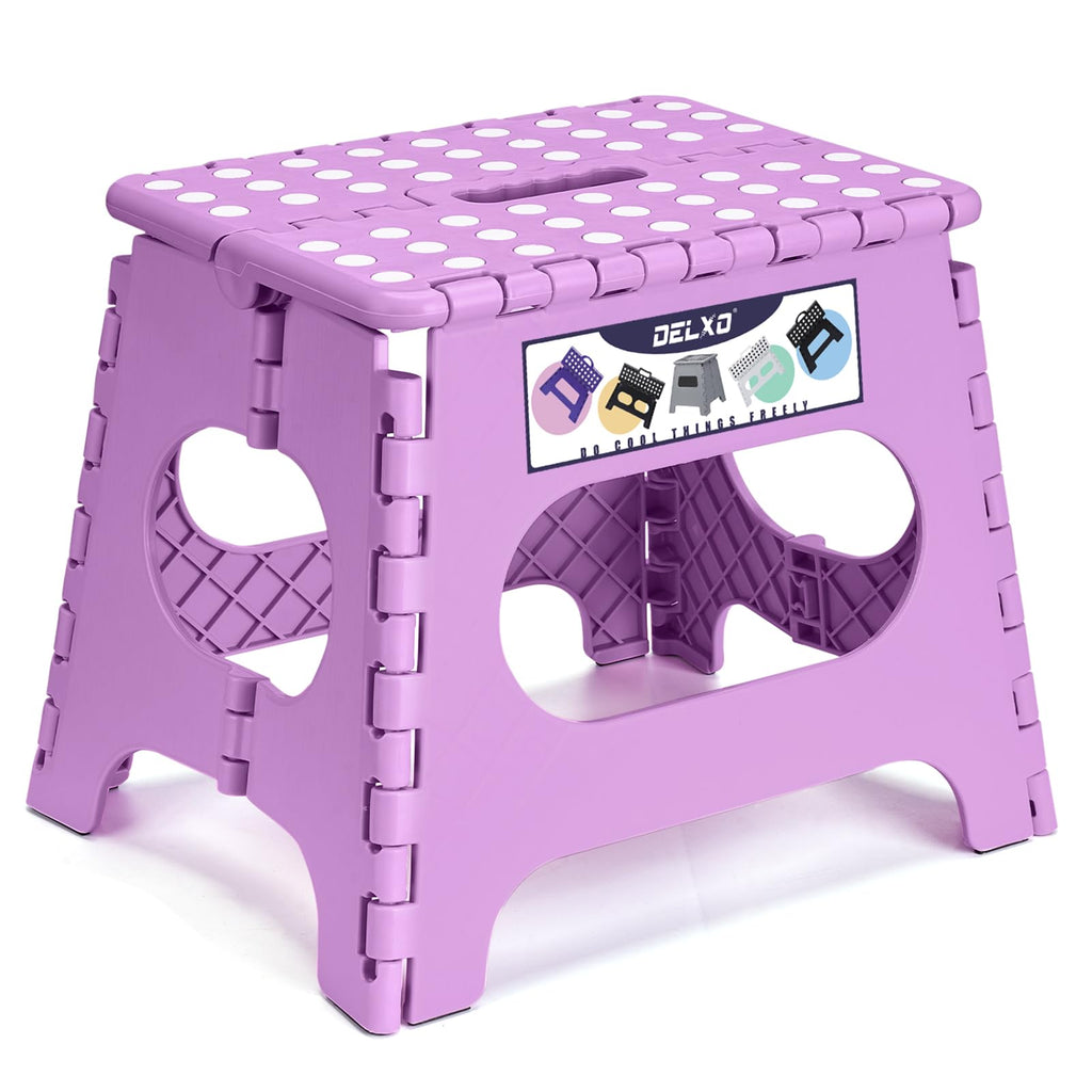Delxo Folding Step Stool 11 Inch,300 Lbs Step Stool for Kids&adults Purple, Light Purple