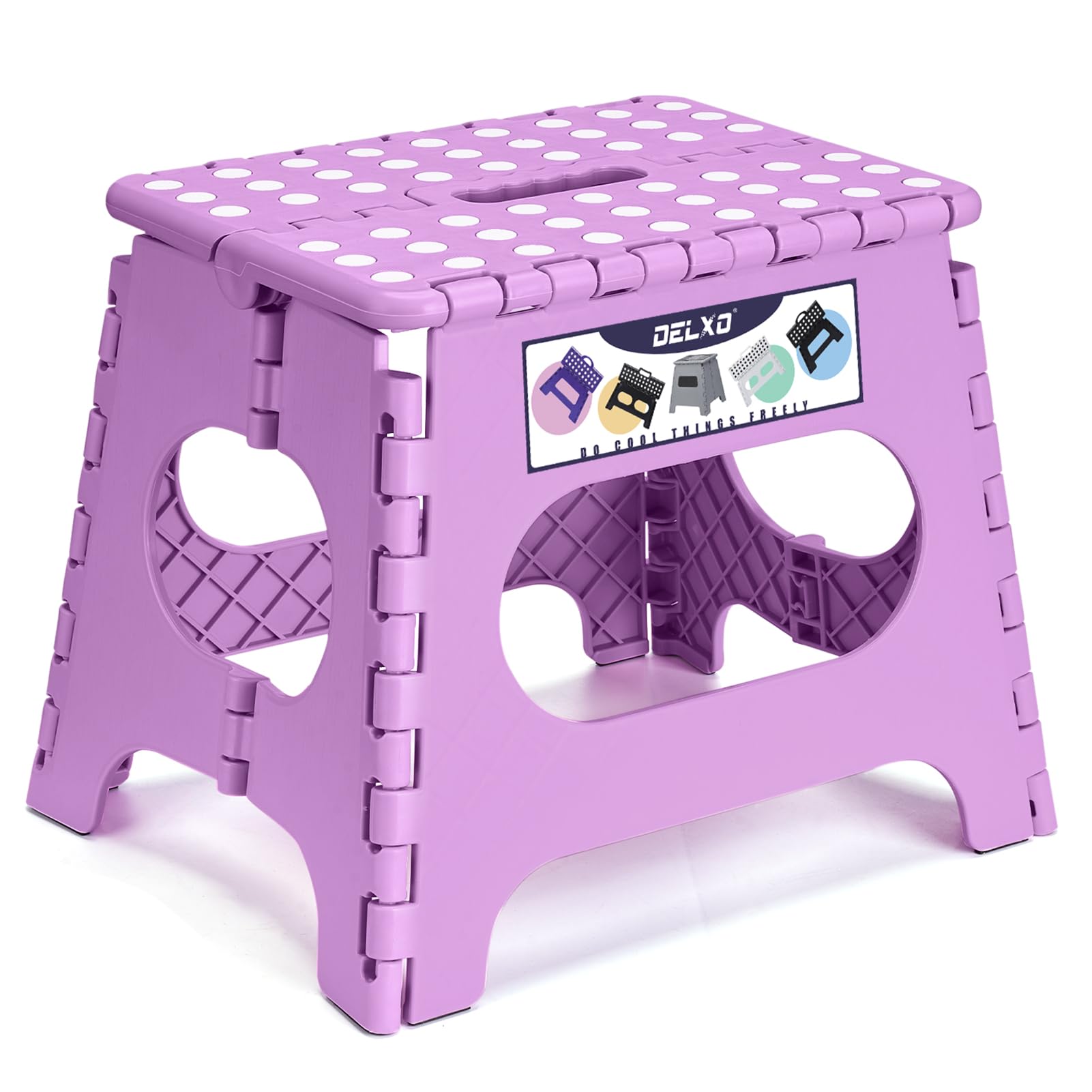 Delxo Folding Step Stool 11 Inch,300 Lbs Step Stool for Kids&adults Purple, Light Purple