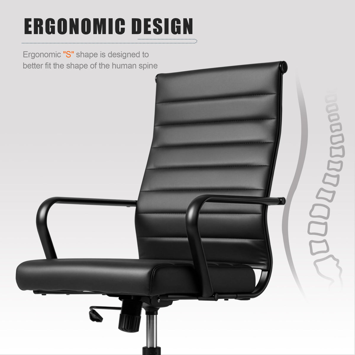 Okeysen Ergonomic Office Desk Chair, Fabric Modern Conference Room Chairs, Executive Ribbed Height Adjustable Swivel Rolling Chair for Home