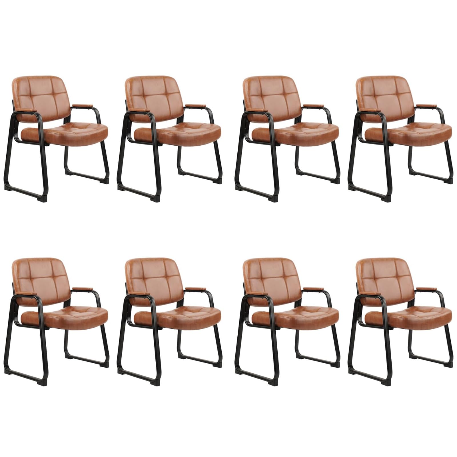 Clatina Big & Tall 400 Lbs Waiting Room Guest Chair, Leather Office Reception Chair No Wheels with Backrest Wide Seat and Padded Arms for Home