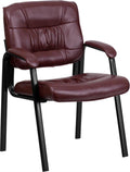 Flash Furniture Haeger Leathersoft Tufted Executive Reception Chair with Padded Armrests, Upholstered Side Chair for Living Room or Office,