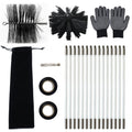 Wire Chimney Cleaning Brush with 5/16" Fitting and 15 Rods, 6 Inch Round Steel Chimney Cleaning Brush, 6 Inch Nylon Brush,16 Inch Long Rods for Fireplace Duct Or Other Streight Duct