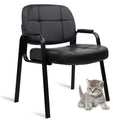Clatina Waiting Room Chair Reception Chair with Padded Arm Rest, Leather Office Desk Guest Chair for Lobby Conference Room, Black, Black-a