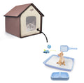 Blue Cat Litter Box Set, Small Cat Kitten Starter Kit with Litter Scoop, Cat Bowl, Kittens Toy; Heated Cat House Indoor, Cats Home with Heated Pad, Cat Houses & Condos, Heater Cat Bed