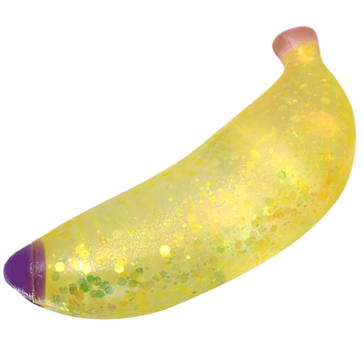 Big Glitter Banana Squishy, Silicone Sensory Squeeze Squishy Banana, Slow Rising Stress Ball for Boys Girls Teens Adults