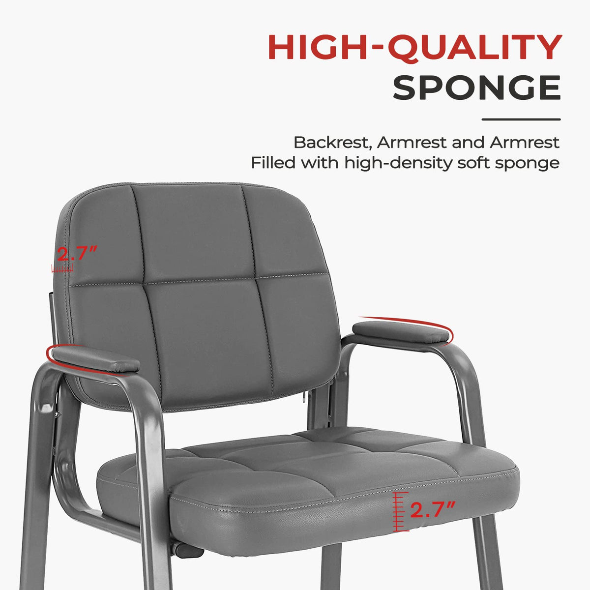 Clatina Classic Reception Chair with Padded Armrests and Sturdy Steel Frame, Ergonomic Guest Chair for Office Conference Waiting Meeting Room,