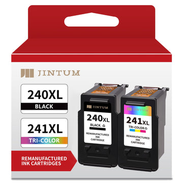 JINTUM PG-240 CL-241 XL Ink Cartridge Replacement for Canon 240XL 241XL Combo Pack for Pixma MG3620 MG3600 MG3520 TS5120 TS5100 MG3222 MX472 MX470 (1 Black, 1 Tri-Color)