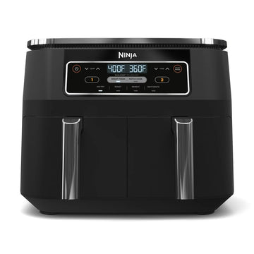 Ninja Foodi 4-in-1 8-qt. 2-Basket Air Fryer with DualZone Technology, 4 Functions, Smart Finish, Roast, Air Fry, Reheats, & Dehydrates, Black, DZ100 (Renewed)