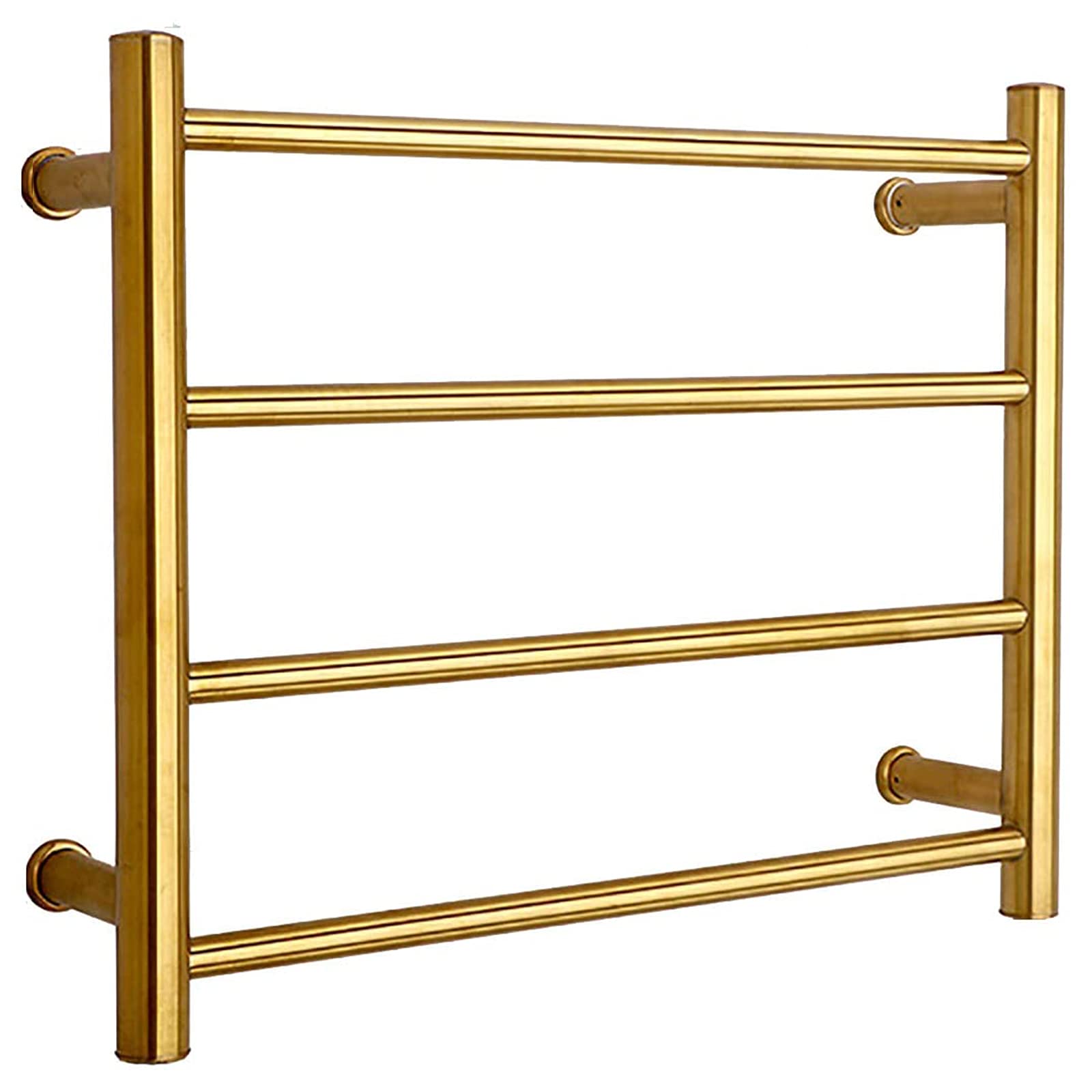 4-Bar Electric Heated Towel Rail Radiator 58W Electric Brushed Gold Heated Towel Rack for Bathroom,Wall Mounted Stainless Steel Towel Warmer Drying Rack with On/Off Switch