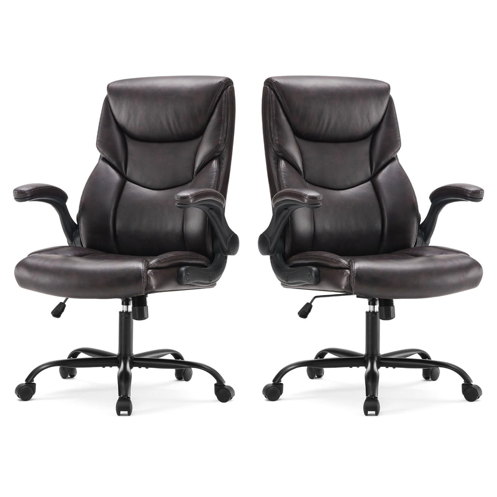 Sweetcrispy Heavy Duty Office Chair, Gaming Desk Chair 2 Pack, 21.66"D x 21.87"W x 44.5"H, Dark Brown