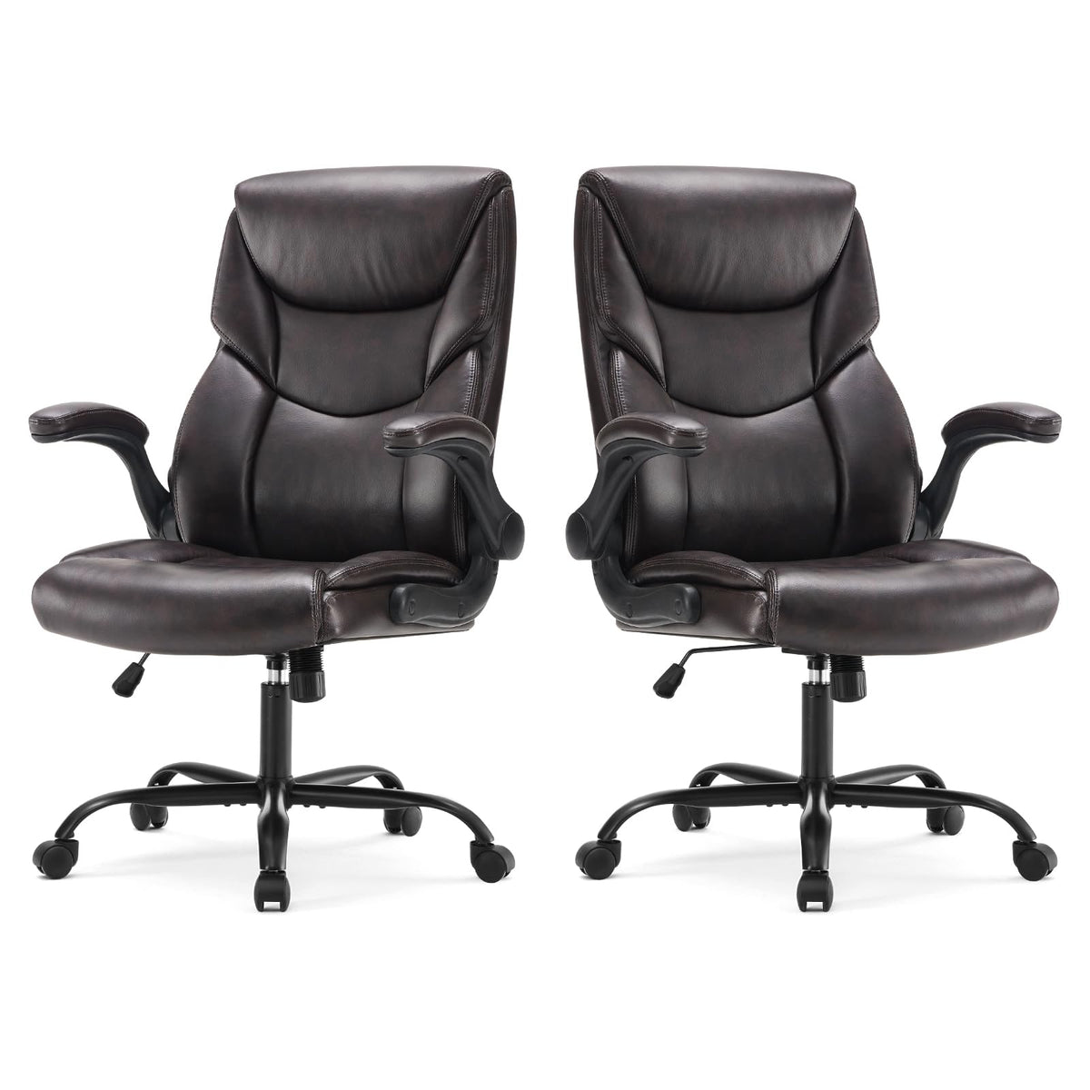 Sweetcrispy Heavy Duty Office Chair, Gaming Desk Chair 2 Pack, 21.66"D x 21.87"W x 44.5"H, Dark Brown