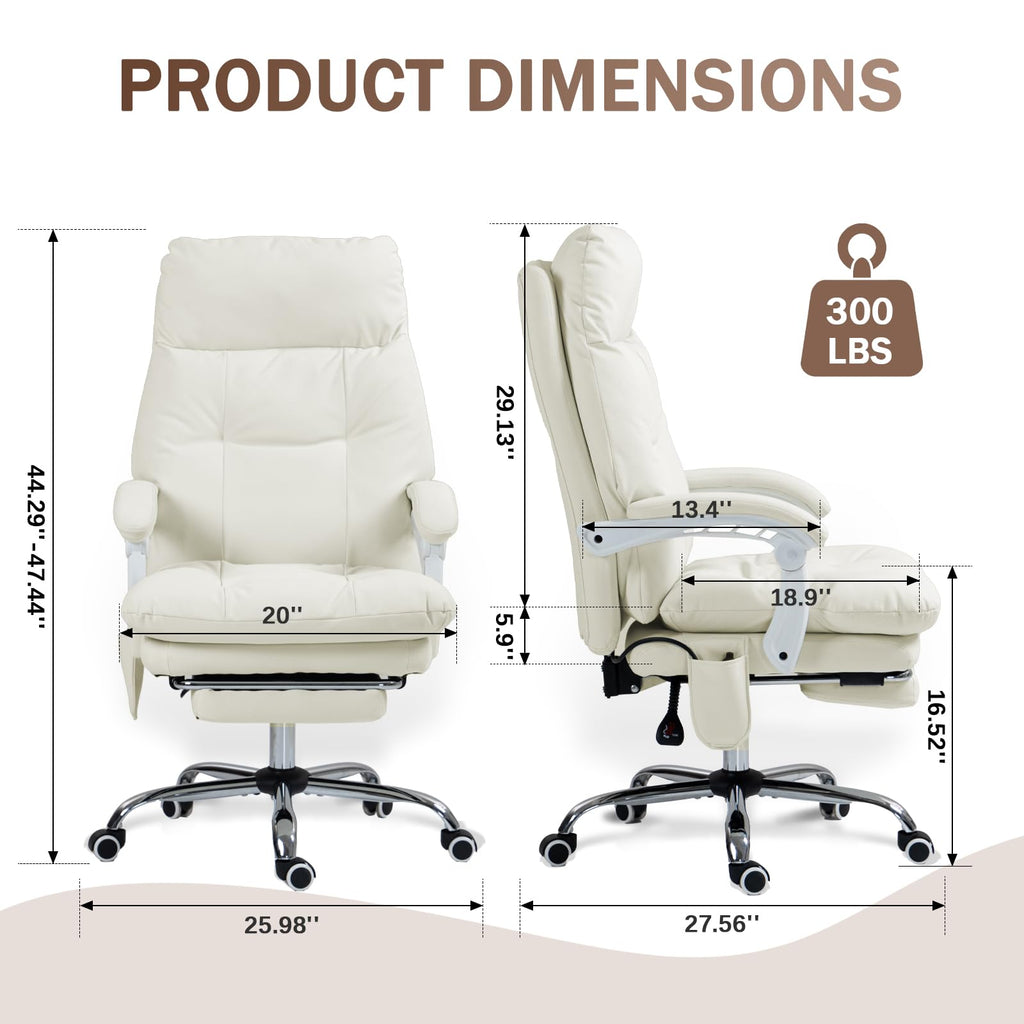 Anjieacen Executive Office Chair 155° Recline High Back Office Chair with Footrest & Adjustable Lumbar Support, Comfy Computer Chair for Study