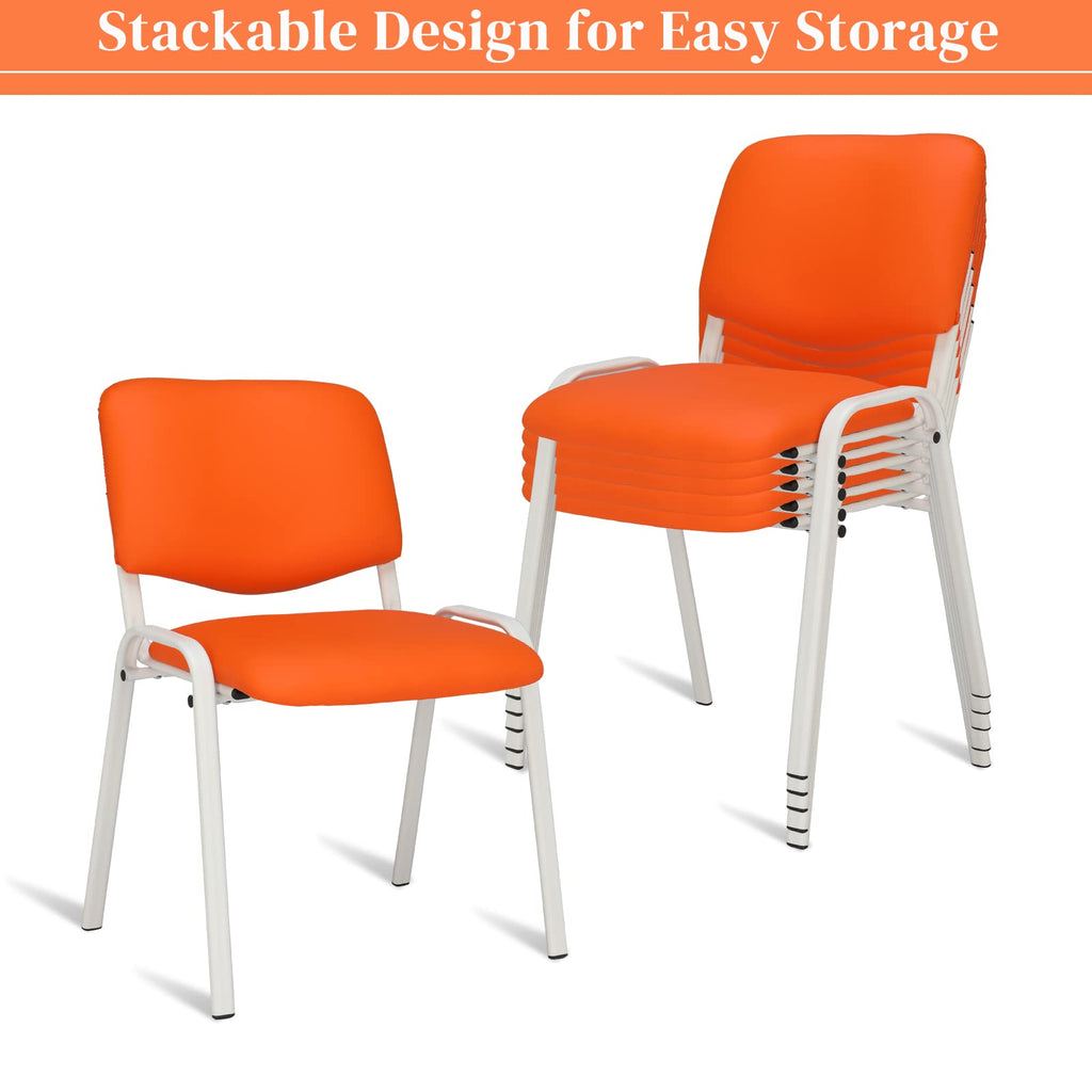 Vingli 5-pack Waiting Room Chairs, Stackable Chair for Office, Pu-orange
