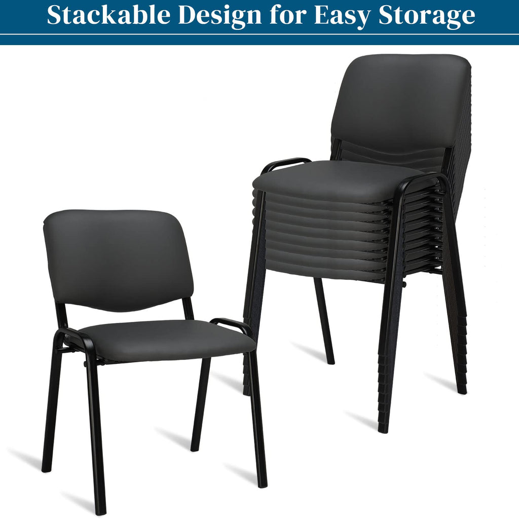 Vingli 10-pack Waiting Room Chairs, Stackable Chair for Office, Pu-grey