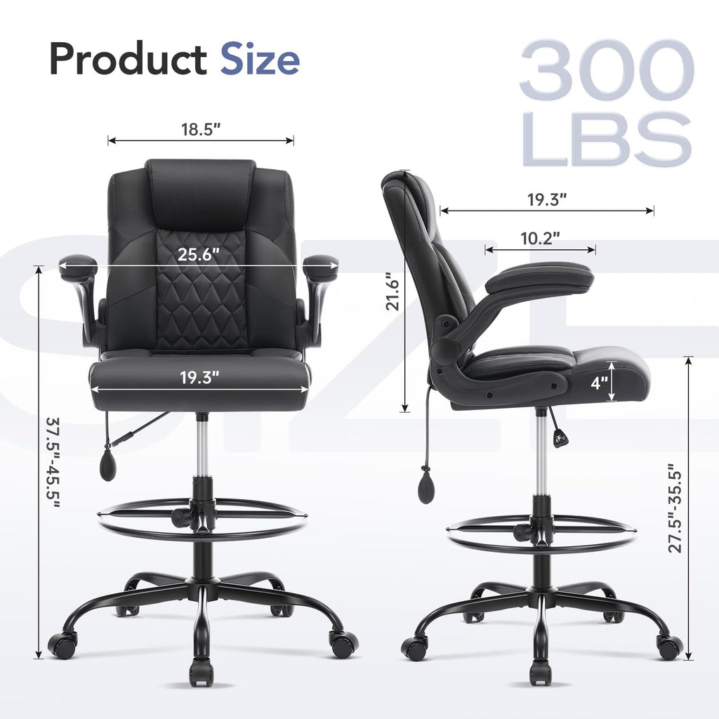 Morkprism Drafting Chair,tall Office Chair for Standing Desk,black, 23.6 inches (W) x 23.6 inches (D) x 40 inches (H)