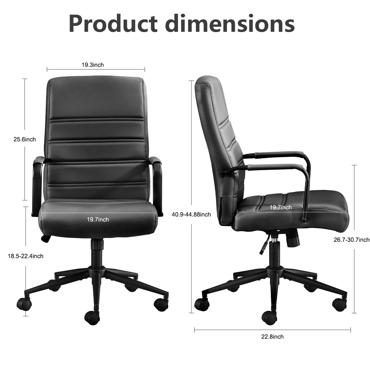 Office Desk Chair, Leather Conference Room Chairs with Wheels, Modern Executive Office Chairs Adjustable Height, Ergonomic Swivel Rolling