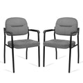 Clatina Leather Guest Chair Sets of 2, Office Reception Chair No Wheels with Armrests and Lumber Support, Ergonomic Desk Armchair for Meeting