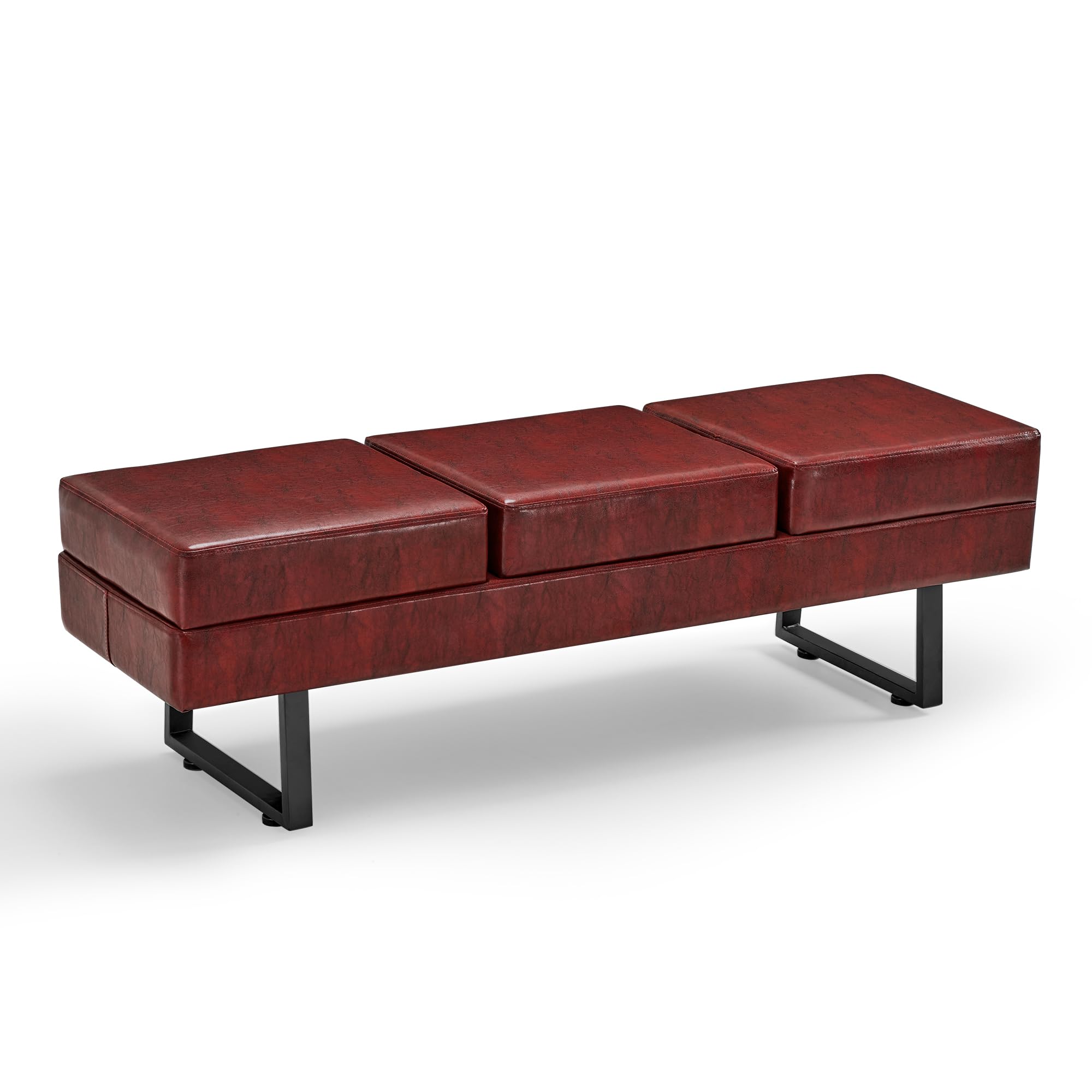 Barberpub Waiting Room Chairs, Heavy Duty Office Guest Reception Bench, Faux Leather Upholstered Lobby Chairs for Salon, Conference Room 7008