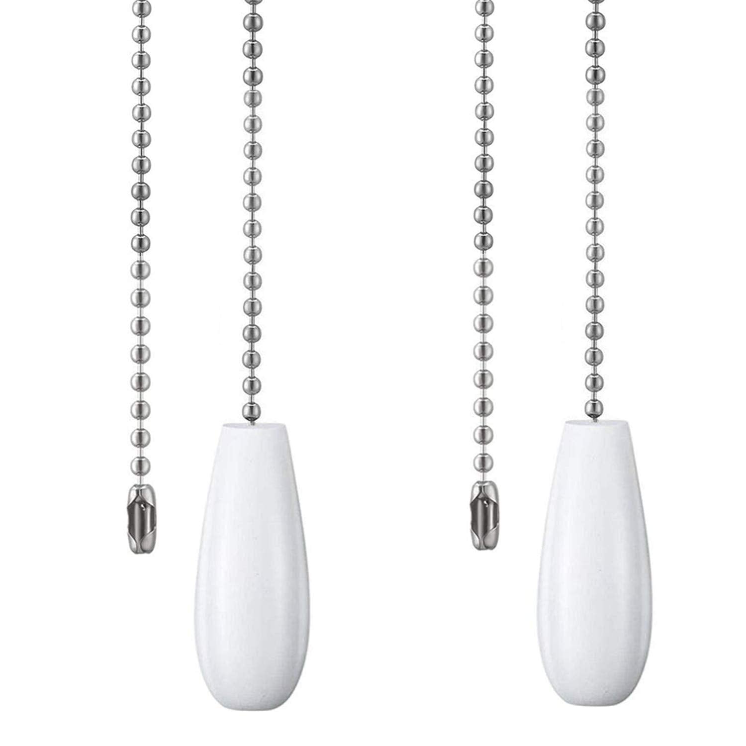 DAYONE Ceiling Fan Chain Pulls White Wooden Pull Chain Extension for Ceiling Light Fan Chain 2 Pack