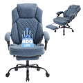 Linting Plus Size Leather Reclining Office Desk Chair with Footrest Blue, Large(400lbs)