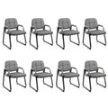 Clatina Leather Office Guest Waiting Room Chair with Sled Base, Reception Chair No Wheels with Armrests and Lumber Support, Stationary Desk