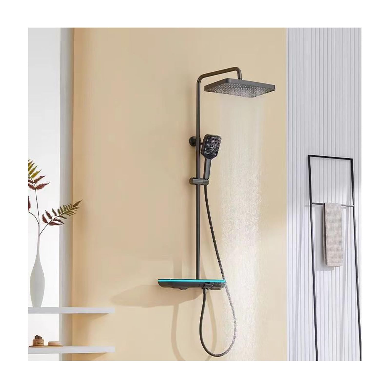 Shower System Digital Piano Shower Faucet Set 3 Functions Shower Fixtures Wall Mount Bathroom Shower Faucet Set with 3 Modes Handheld Sprayer, Rain Shower Head, Waterfall Bathtub S