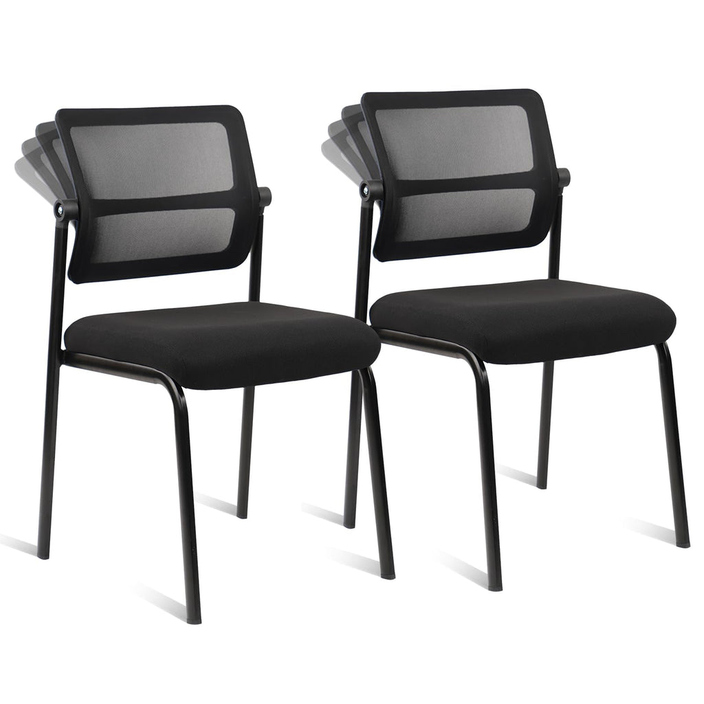 Clatina Stacking Armless Office Waiting Room Chair with Adjustable Backrest, Stackable Mesh Guest Reception Desk Chairs with Ergonomic Lumbar