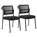 Clatina Stacking Armless Office Waiting Room Chair with Adjustable Backrest, Stackable Mesh Guest Reception Desk Chairs with Ergonomic Lumbar